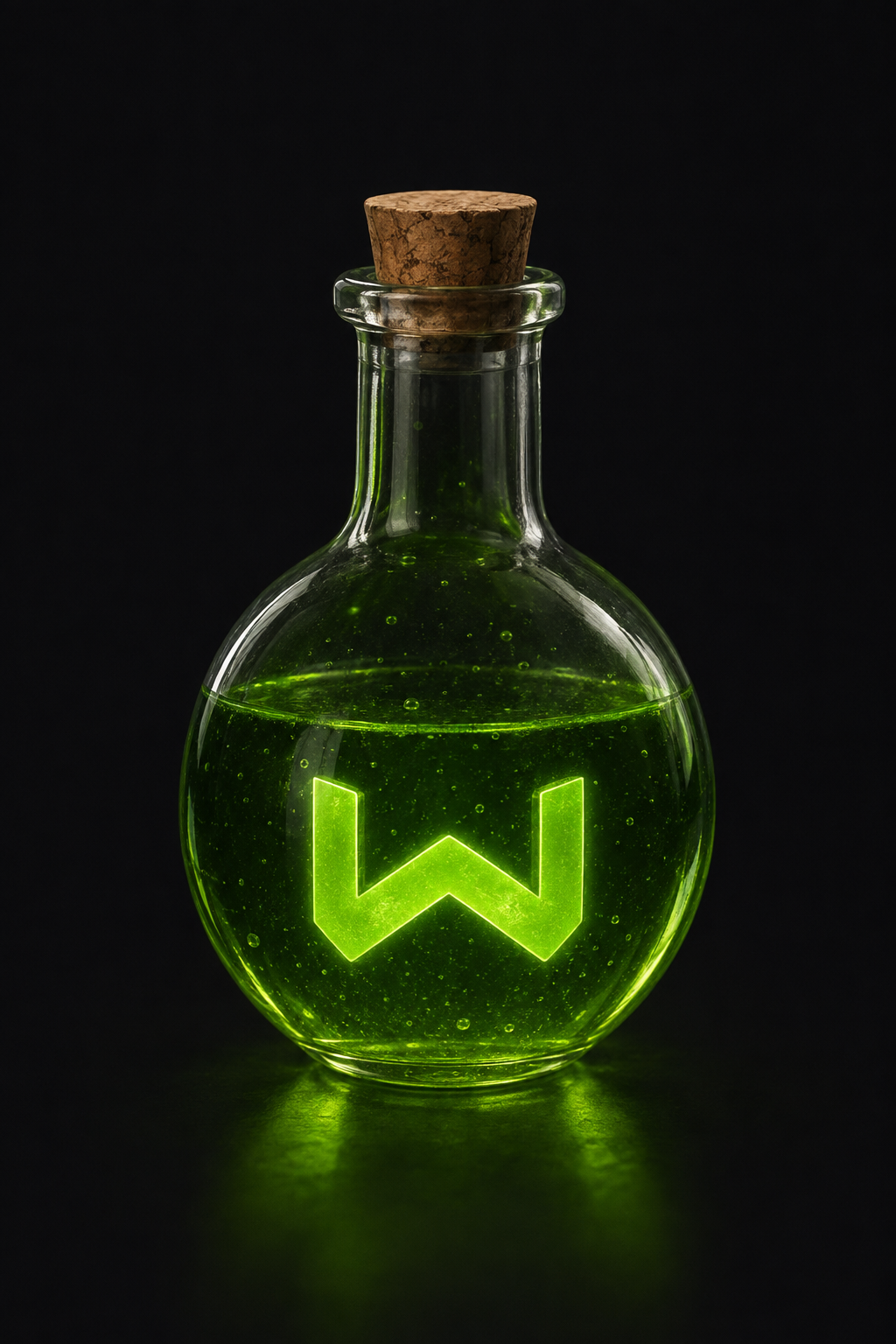 Poción WALLAB — frasco de laboratorio con slime verde brillante